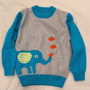 Blue and Gray Elephant Kids Cashmere Sweater